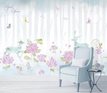 3D Flower Fawn 637 Wall Murals Wallpaper AJ Wallpaper 2 