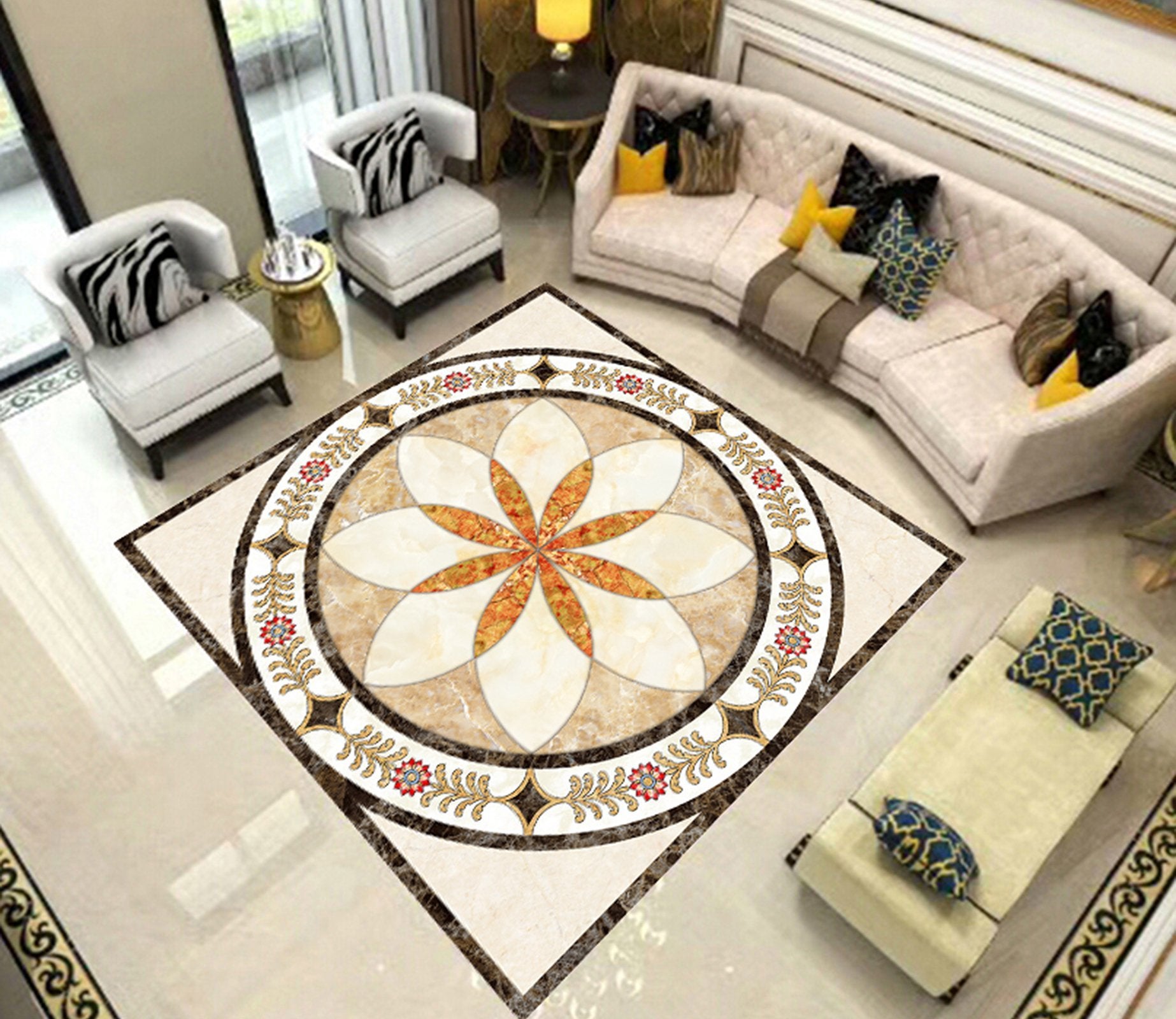 3D Circular Pattern WG561 Floor Mural Wallpaper AJ Wallpaper 2 
