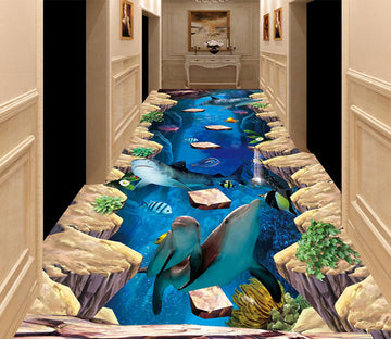 3D Marine Fish 159 Floor Mural  Self-Adhesive Sticker Bathroom Non-slip Waterproof Flooring Murals
