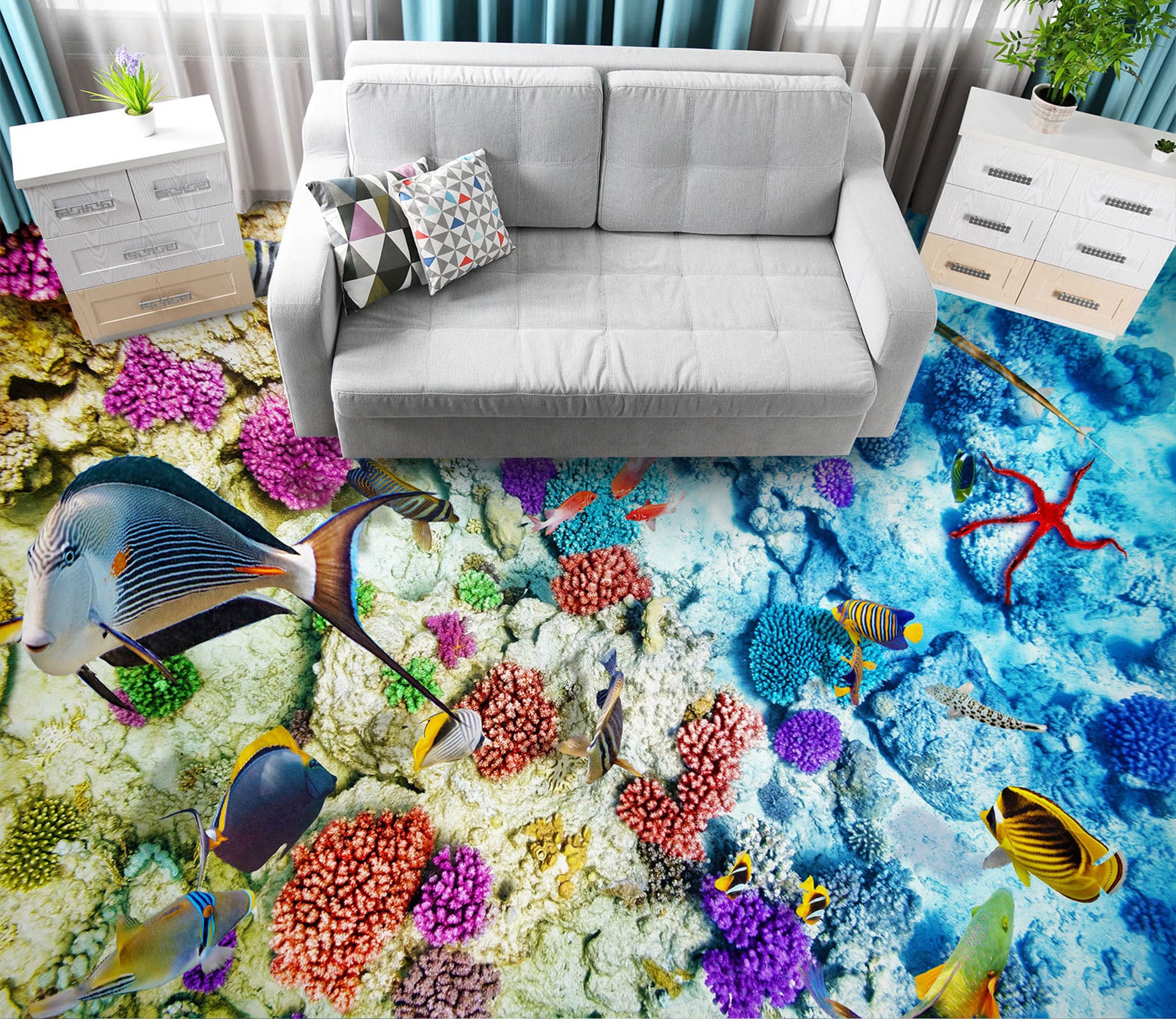 3D Funny Fish 624 Floor Mural  Wallpaper Murals Rug & Mat Print Epoxy waterproof bath floor