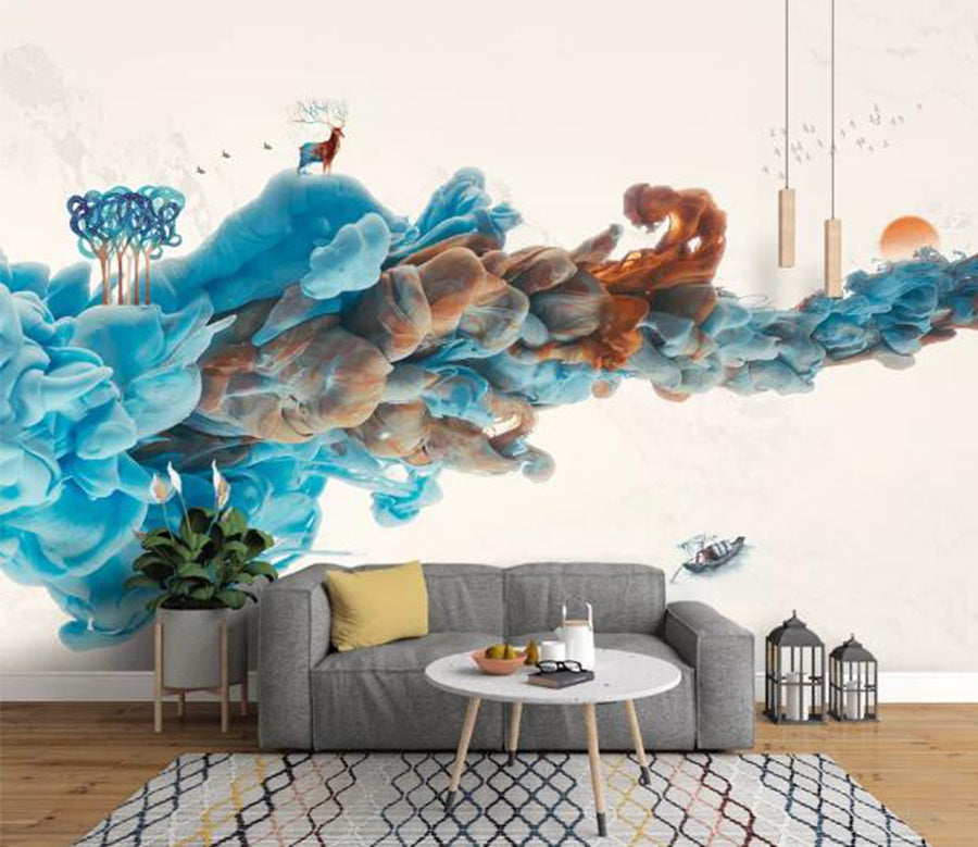 3D Blue Cloud WC941 Wall Murals