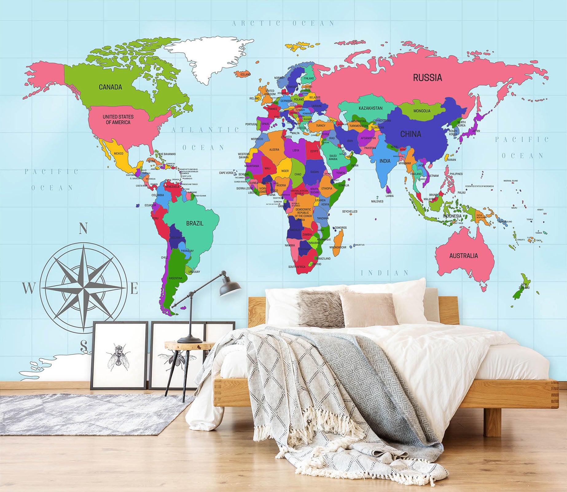 3D Color Art 2167 World Map Wall Murals