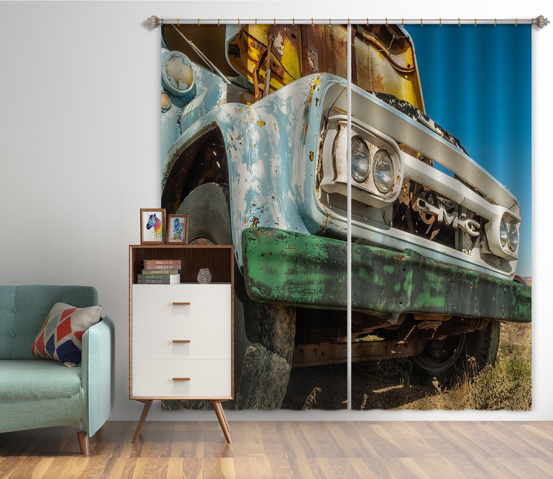 3D Big Truck 037 Beth Sheridan Curtain Curtains Drapes