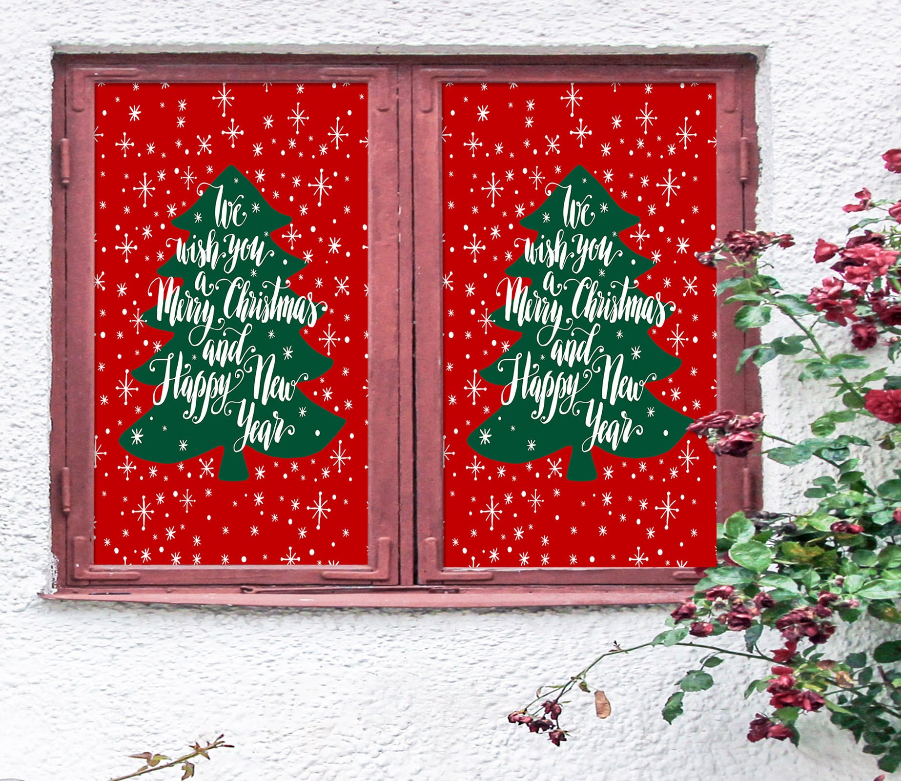3D Christmas Tree 31054 Christmas Window Film Print Sticker Cling Stained Glass Xmas