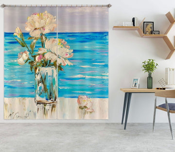 3D Blue Ocean Flower 385 Skromova Marina Curtain Curtains Drapes