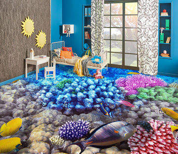 3D Light Purple Fish 614 Floor Mural  Wallpaper Murals Rug & Mat Print Epoxy waterproof bath floor