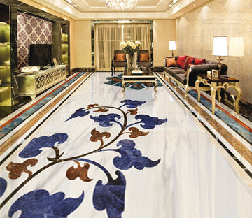 3D Blue Leaves WG403 Floor Mural Wallpaper AJ Wallpaper 2 