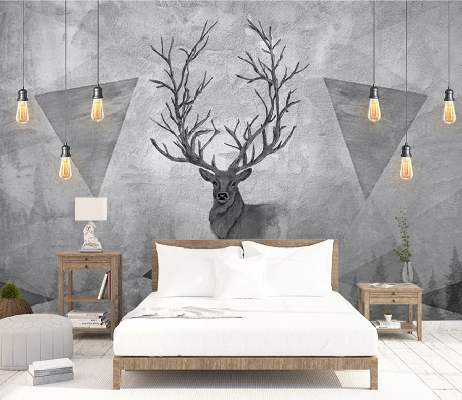 3D Grey Deer WC2388 Wall Murals