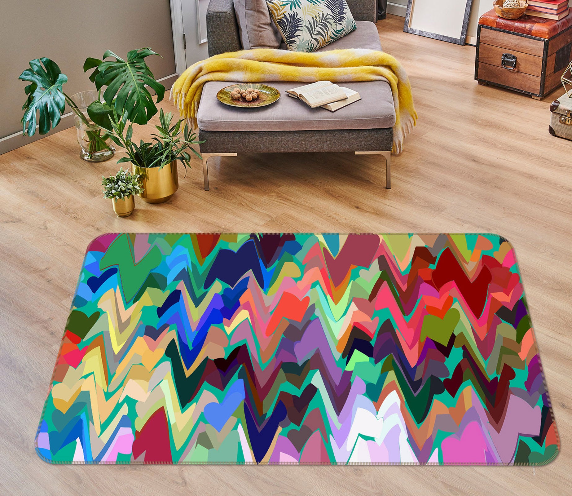 3D Colored Wavy 71028 Shandra Smith Rug Non Slip Rug Mat