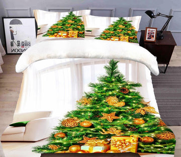 3D Golden Pendant Tree 32050 Christmas Quilt Duvet Cover Xmas Bed Pillowcases