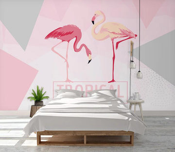 3D Two Humble Flamingos 1022 Wall Murals