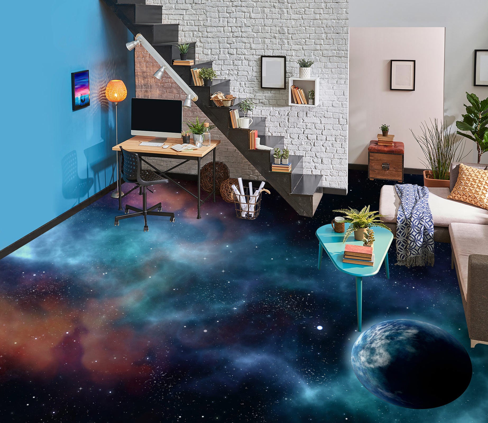 3D Story Universe 1180 Floor Mural  Wallpaper Murals Self-Adhesive Removable Print Epoxy