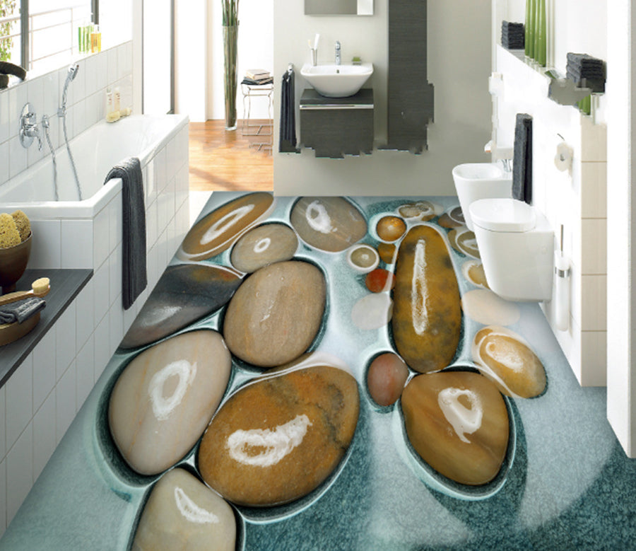 3D Large Pebbles 416 Floor Mural  Wallpaper Murals Rug & Mat Print Epoxy waterproof bath floor