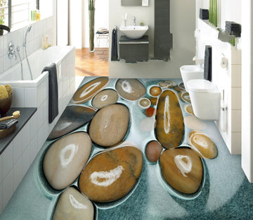 3D Large Pebbles 416 Floor Mural  Wallpaper Murals Rug & Mat Print Epoxy waterproof bath floor