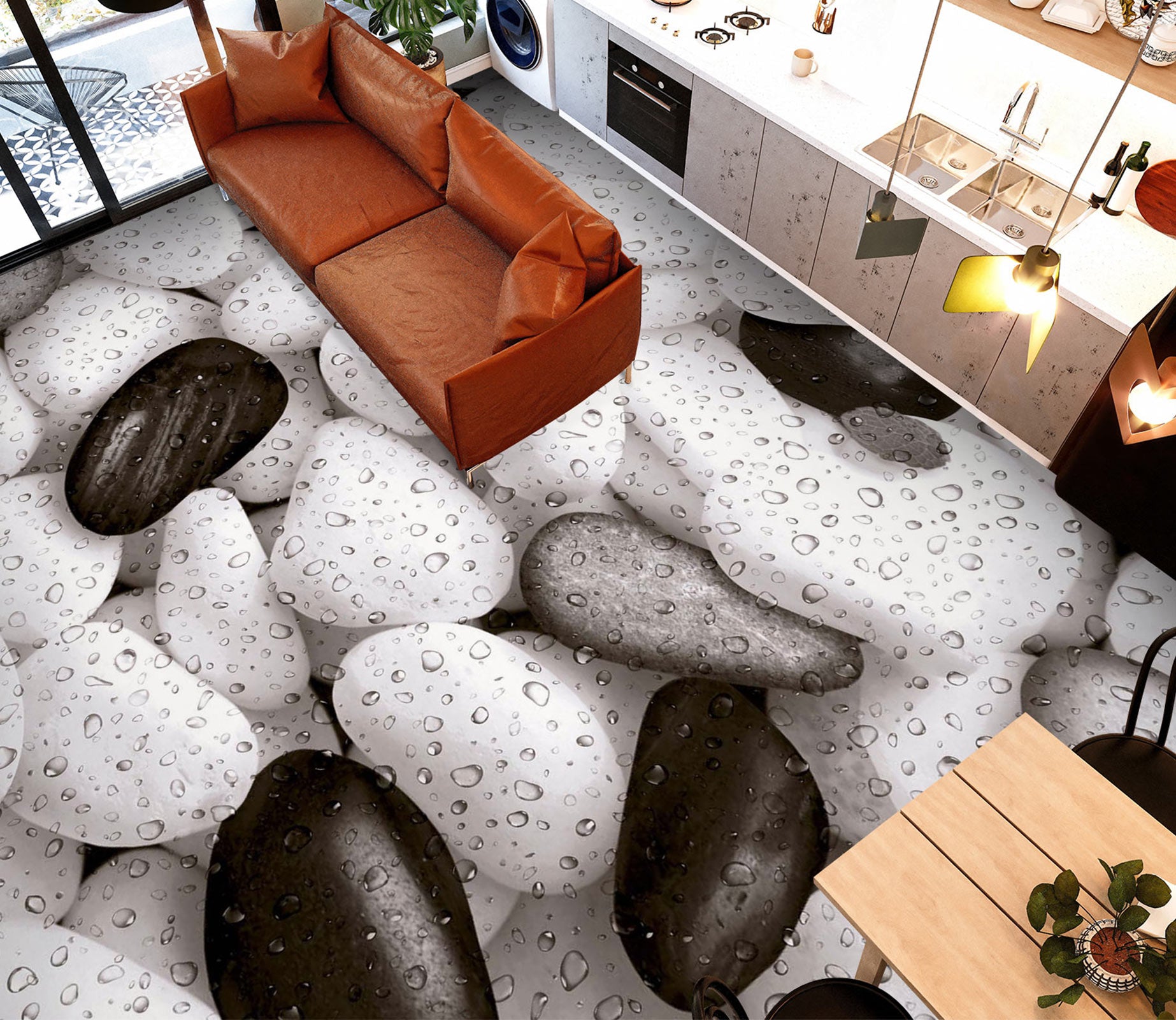 3D Water Drops And Pebbles 444 Floor Mural  Wallpaper Murals Rug & Mat Print Epoxy waterproof bath floor