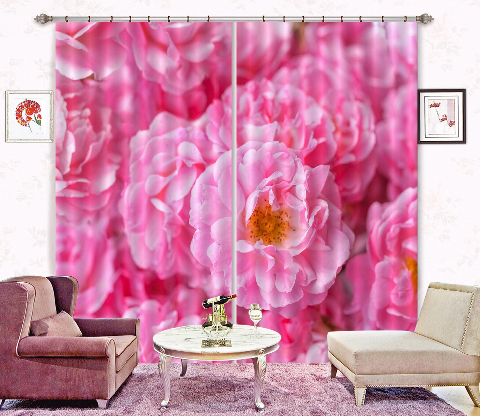3D Pink Stamens 6350 Assaf Frank Curtain Curtains Drapes