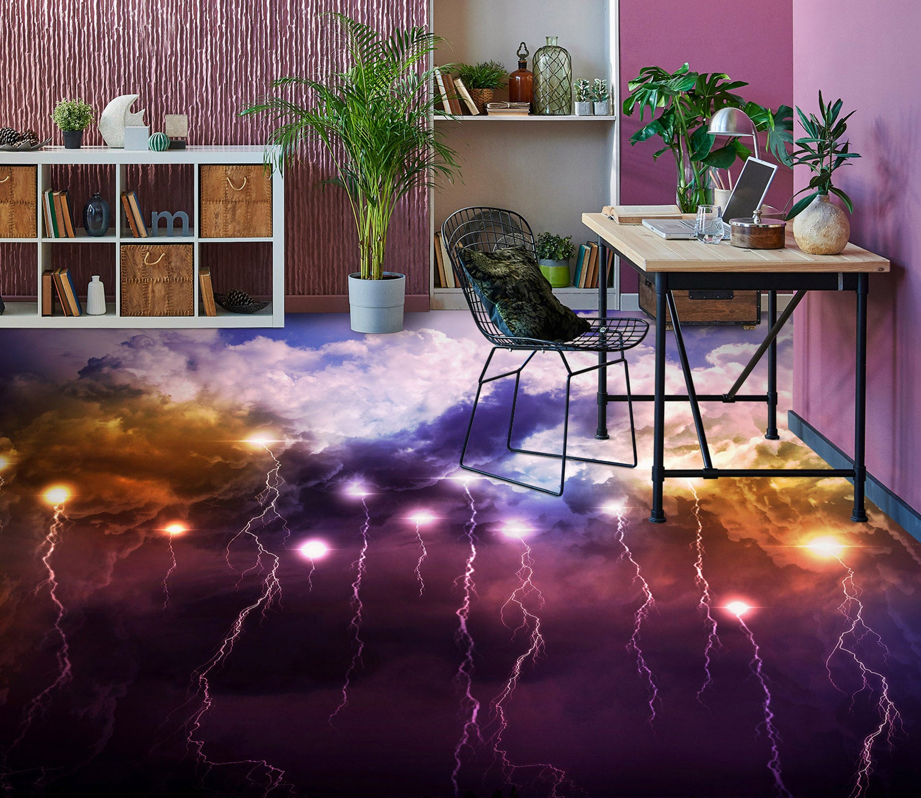 3D Purple Lightning 1468 Floor Mural  Wallpaper Murals Self-Adhesive Removable Print Epoxy