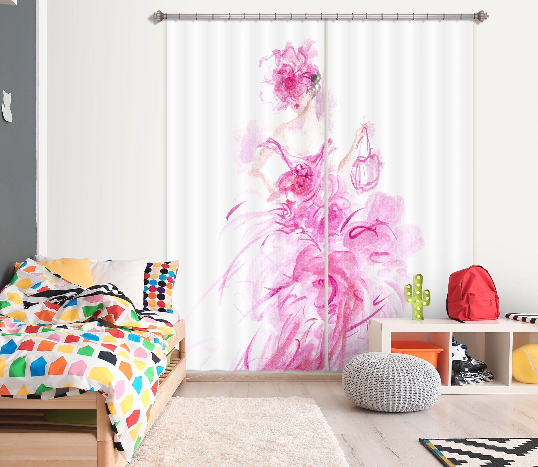 3D Pink Dress 1019 Debi Coules Curtain Curtains Drapes