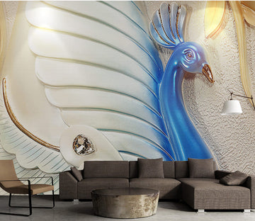 3D Crystal Peacock WG306 Wall Murals