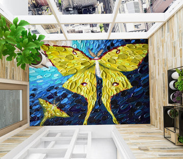 3D Yellow Butterfly 102160 Dena Tollefson Floor Mural  Wallpaper Murals Self-Adhesive Removable Print Epoxy