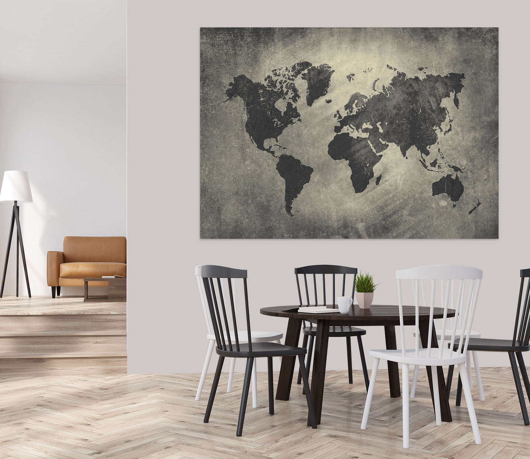 3D Black Pattern 131 World Map Wall Sticker