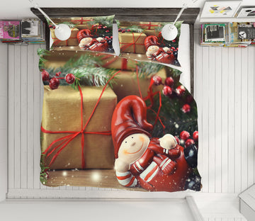 3D Gift Doll 52141 Christmas Quilt Duvet Cover Xmas Bed Pillowcases