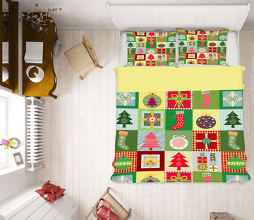 3D Square Tree 52175 Christmas Quilt Duvet Cover Xmas Bed Pillowcases