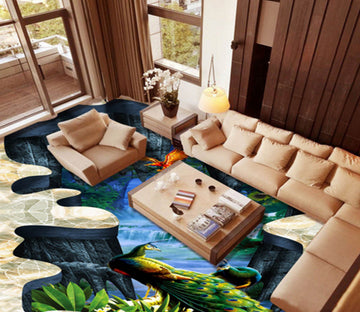 3D Valley Peacock 315 Floor Mural  Wallpaper Murals Rug & Mat Print Epoxy waterproof bath floor