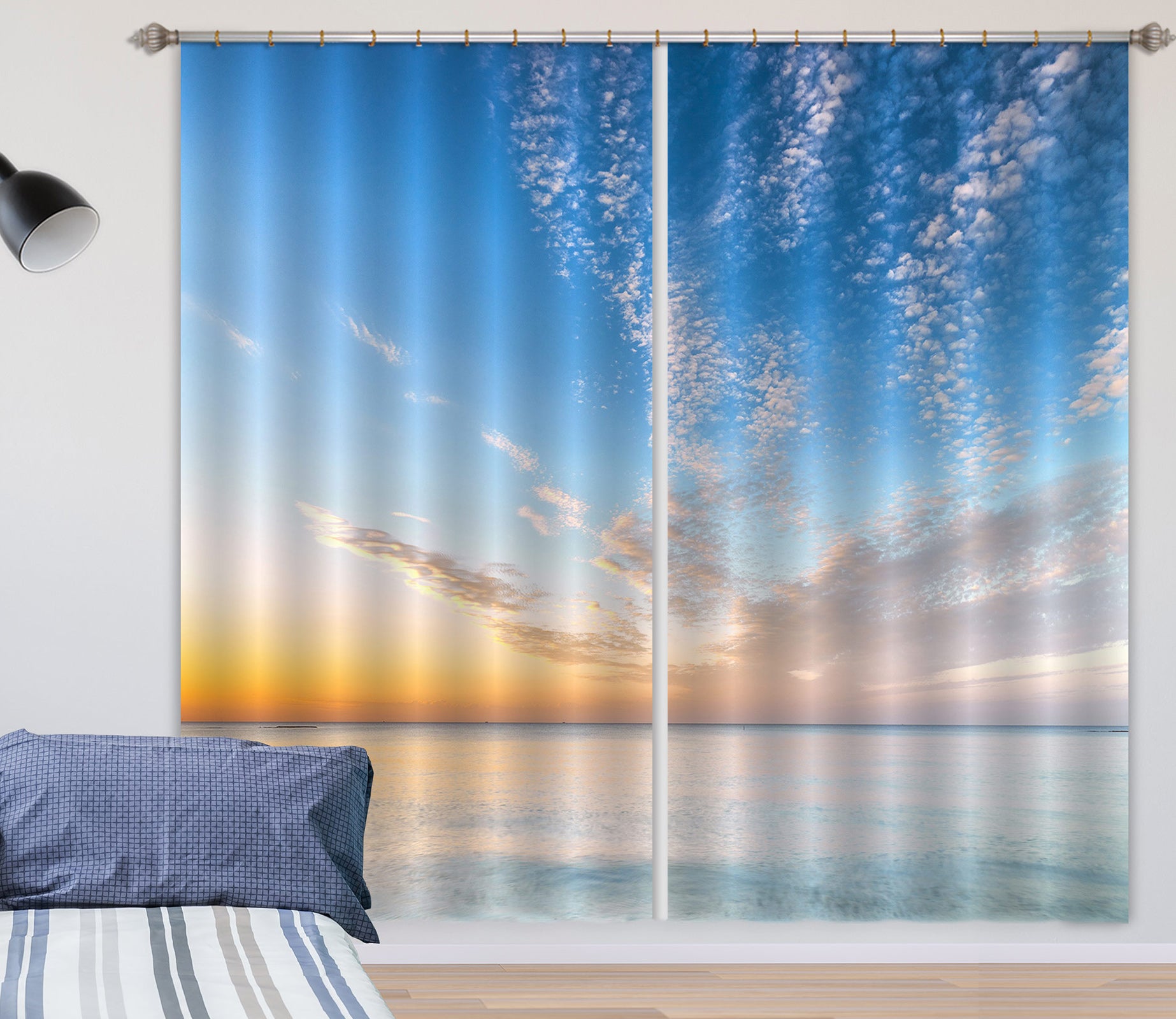 3D Sunset Sea 022 Assaf Frank Curtain Curtains Drapes