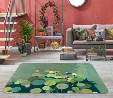3D Green Lotus Pond 1118 Allan P. Friedlander Rug Non Slip Rug Mat