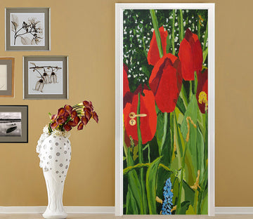 3D Red Tulips 9364 Allan P. Friedlander Door Mural