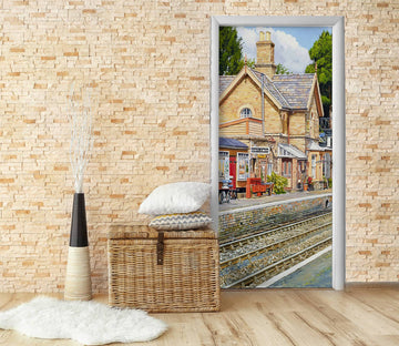 3D Houses Train Track 10369 Trevor Mitchell Door Mural