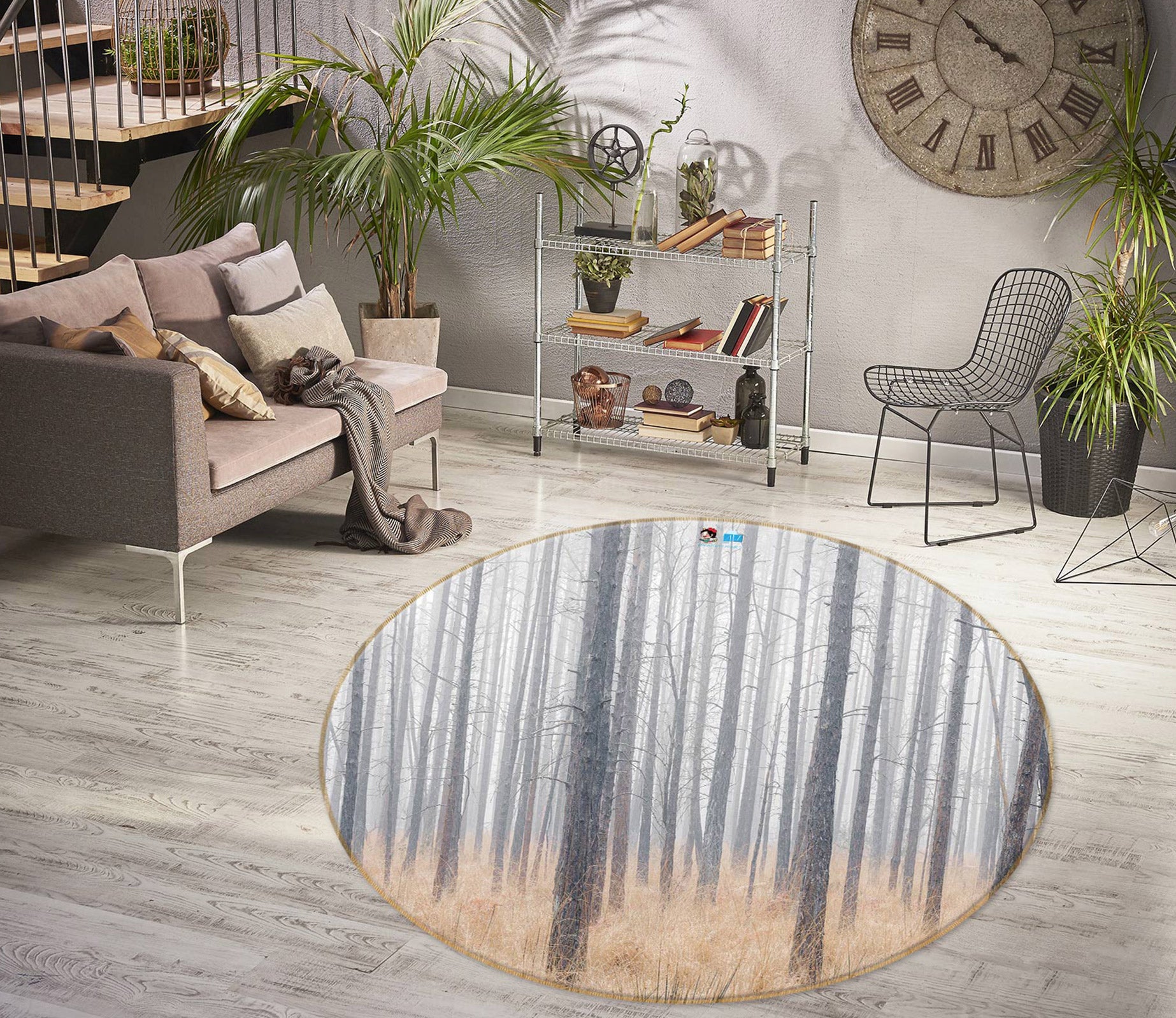 3D Trunk Grass 7587 Assaf Frank Rug Round Non Slip Rug Mat