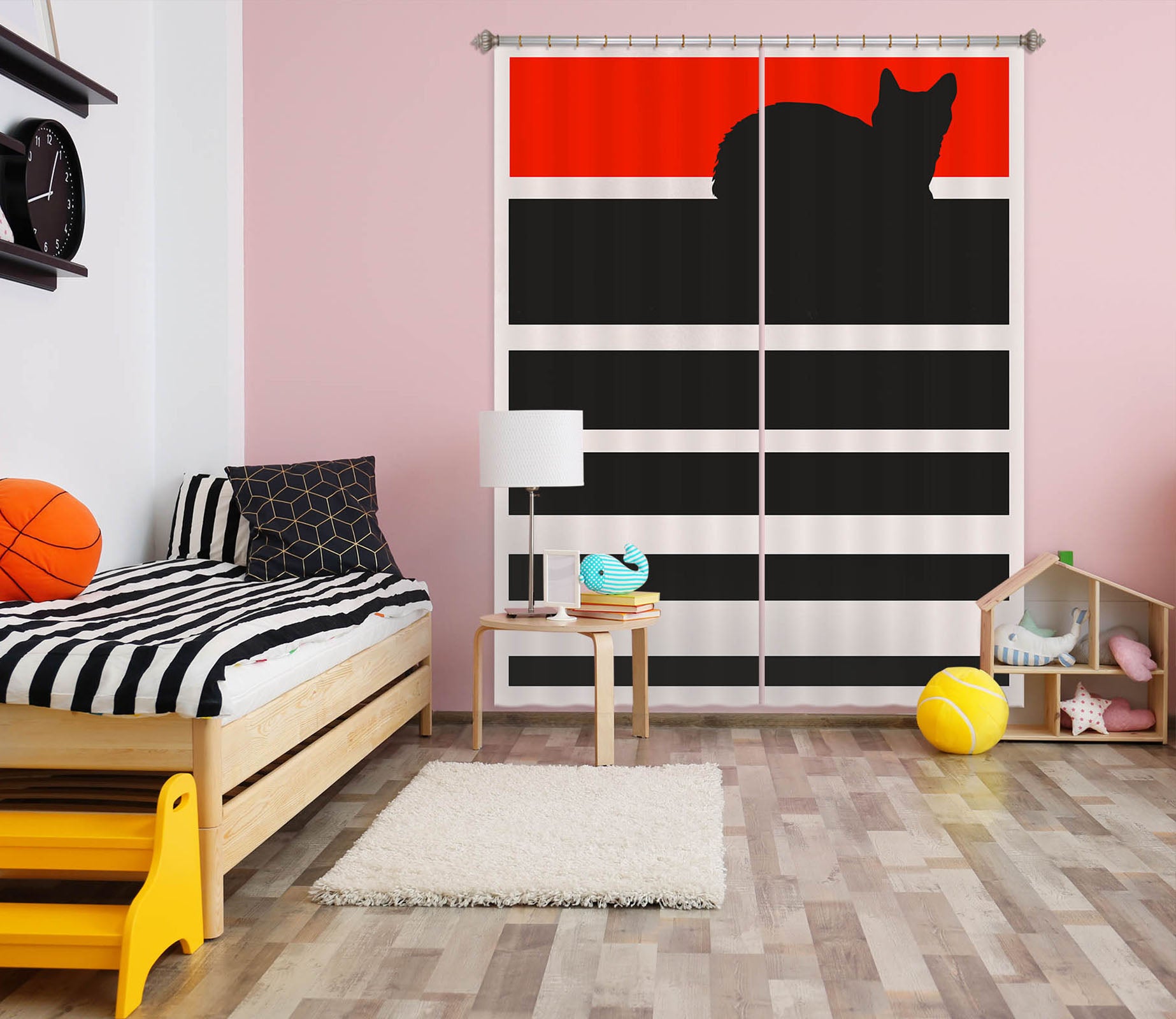 3D Kitten Sunset 1038 Boris Draschoff Curtain Curtains Drapes