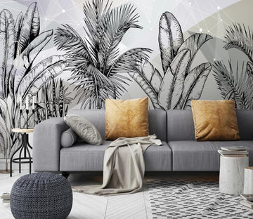 3D Line Leaves 268 Wall Murals