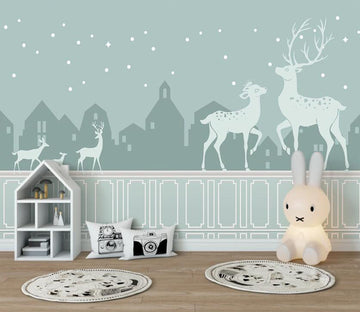 3D Light Green Deer Of Hope 2529 Wall Murals