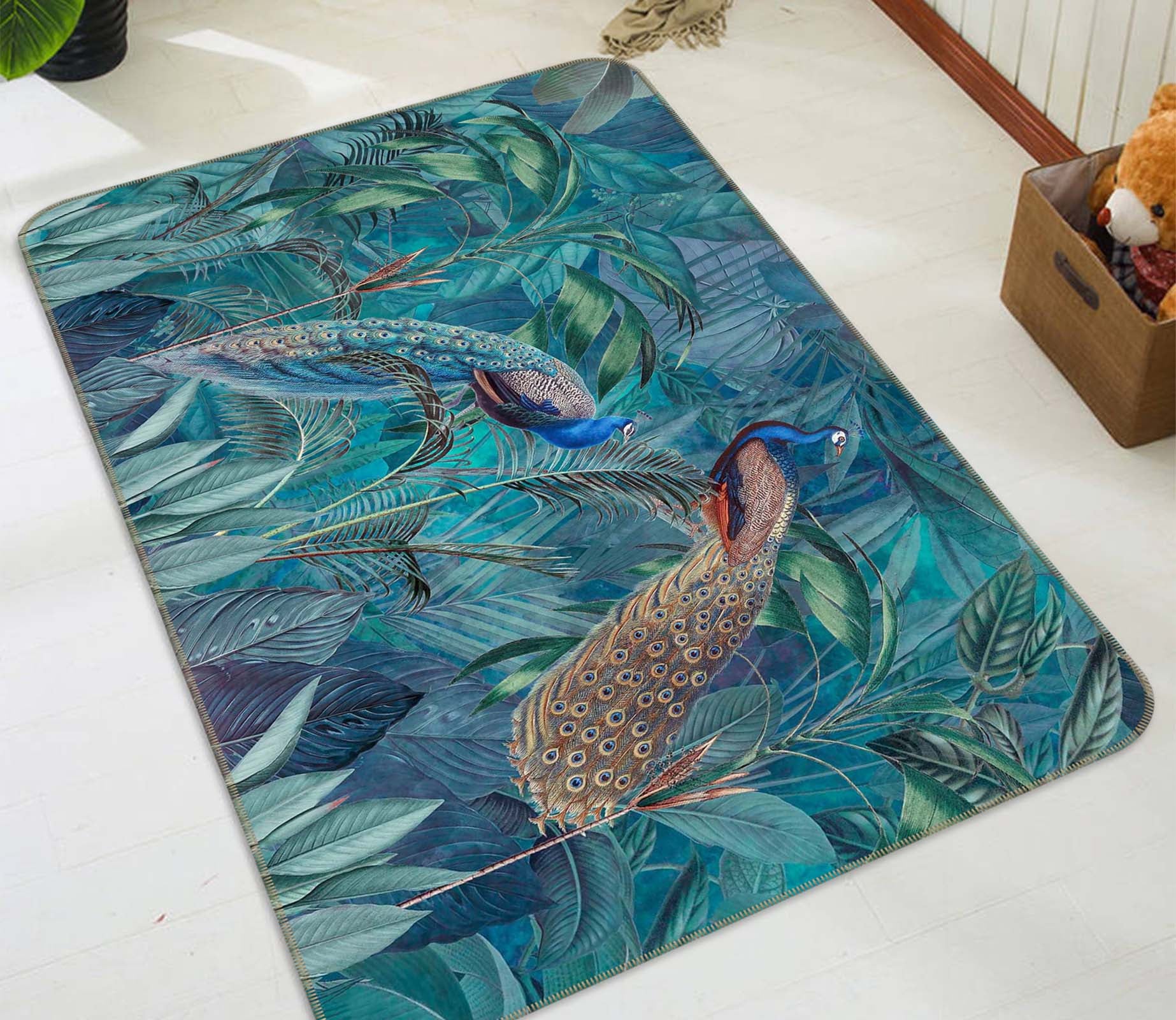 3D Peacock Home 1013 Andrea haase Rug Non Slip Rug Mat