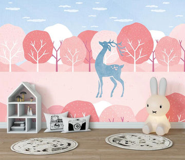 3D Wonderful Deer In Light Blue 2573 Wall Murals