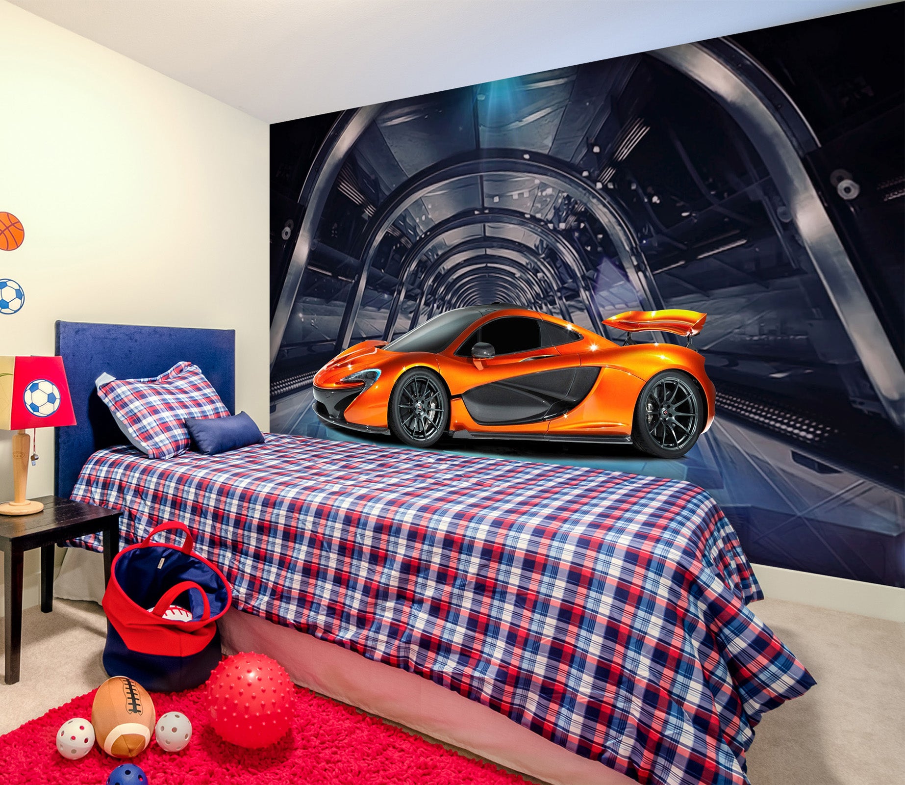 3D Yellow Car 1642 Wall Murals