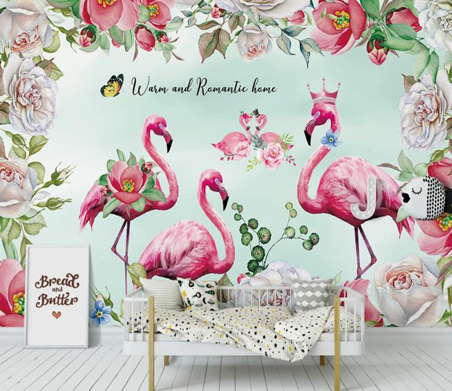 3D Remember The Warm Flamingos 1064 Wall Murals