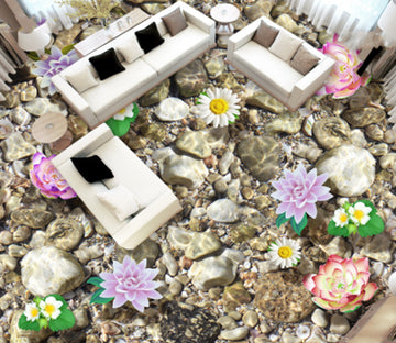 3D Flowers On The River 219 Floor Mural  Self-Adhesive Sticker Bathroom Non-slip Waterproof Flooring Murals