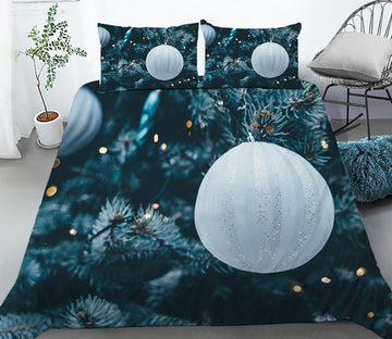 3D White Ball 32105 Christmas Quilt Duvet Cover Xmas Bed Pillowcases