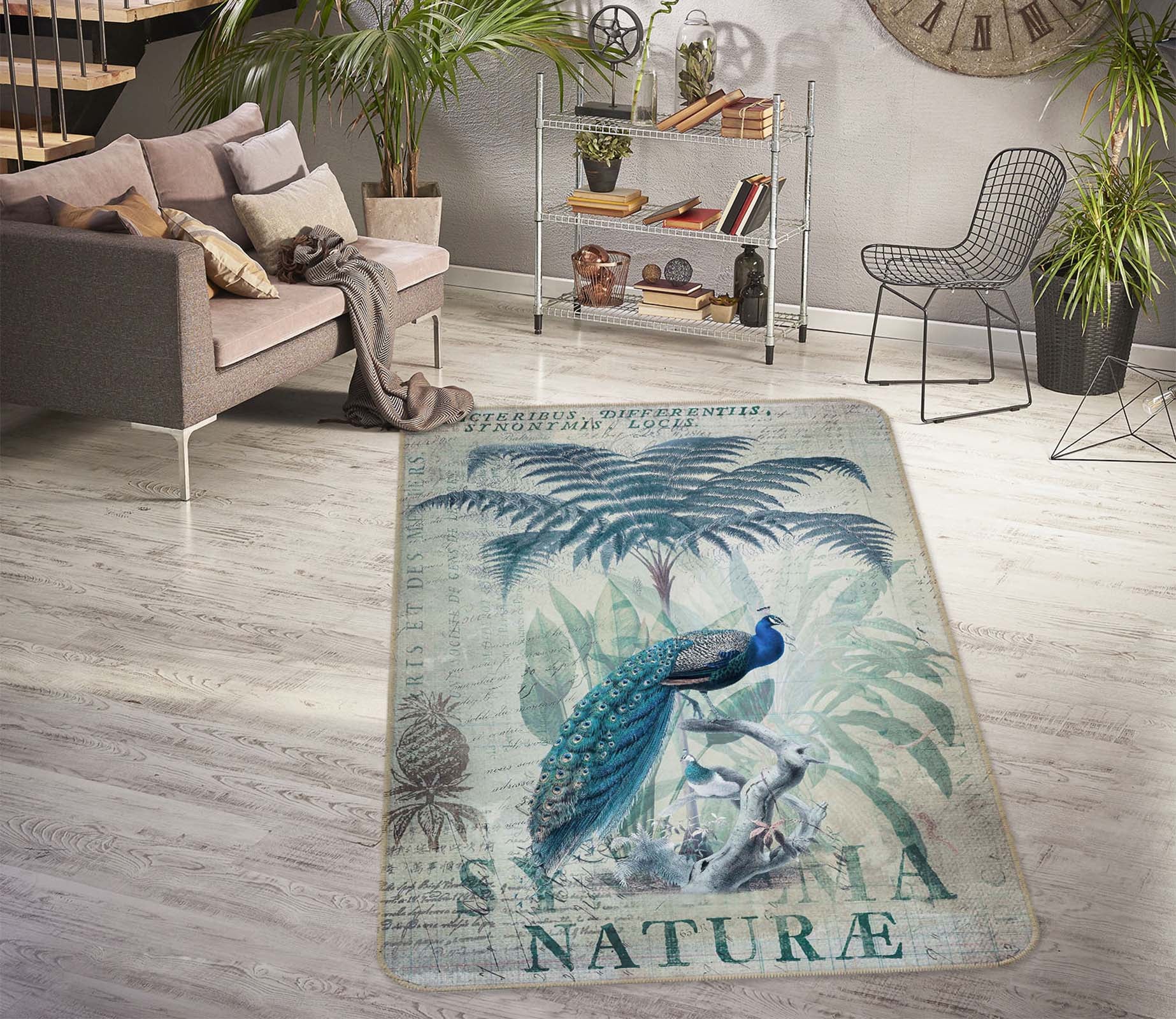 3D Wood Peacock 1027 Andrea haase Rug Non Slip Rug Mat
