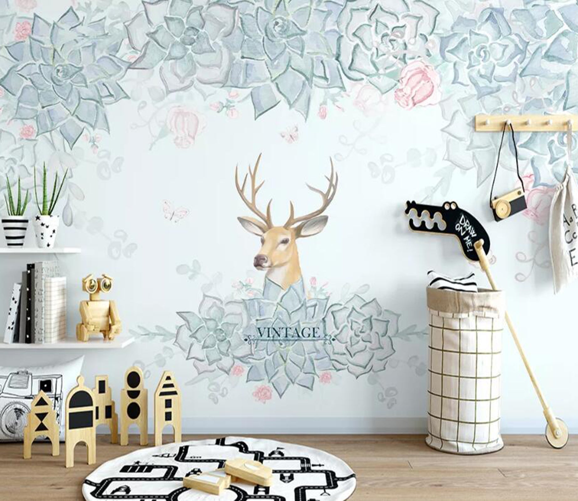 3D Fawn Flower WC29 Wall Murals Wallpaper AJ Wallpaper 2 