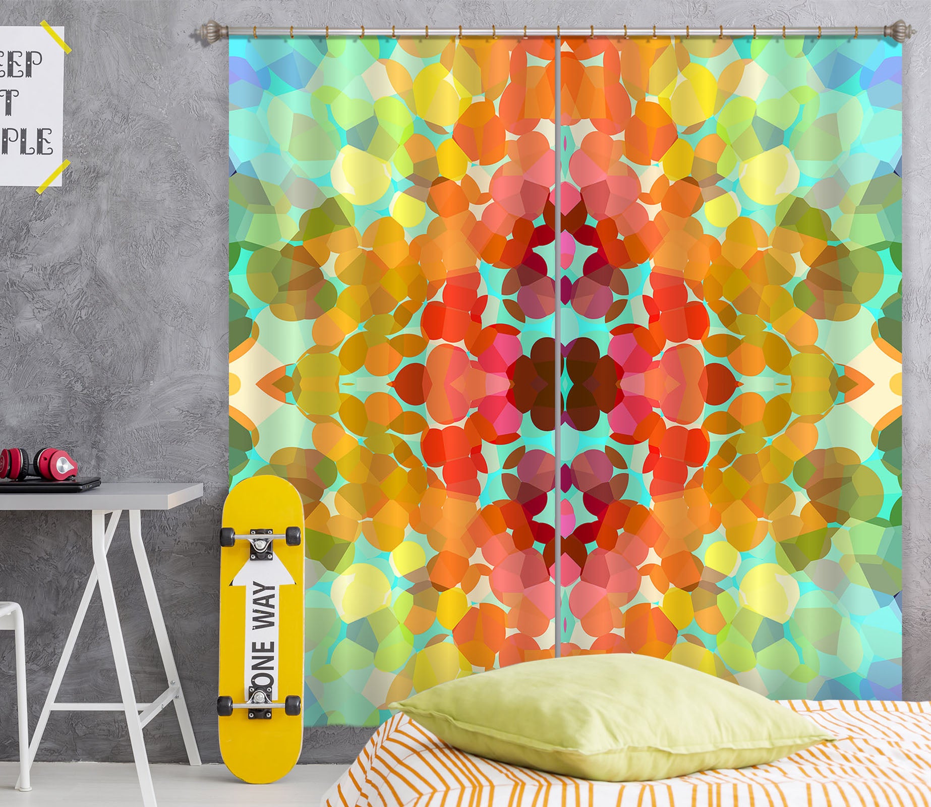 3D Swim Colors Flower 71059 Shandra Smith Curtain Curtains Drapes