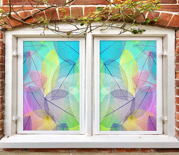 3D Colored Leaves 385 Window Film Print Sticker Cling Stained Glass UV Block