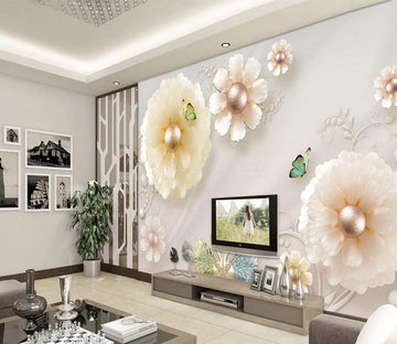 3D Silver Bead Flower WC792 Wall Murals