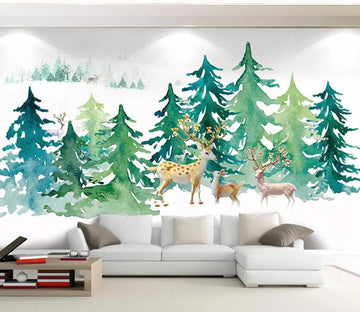 3D Deer Forest WC11 Wall Murals Wallpaper AJ Wallpaper 2 