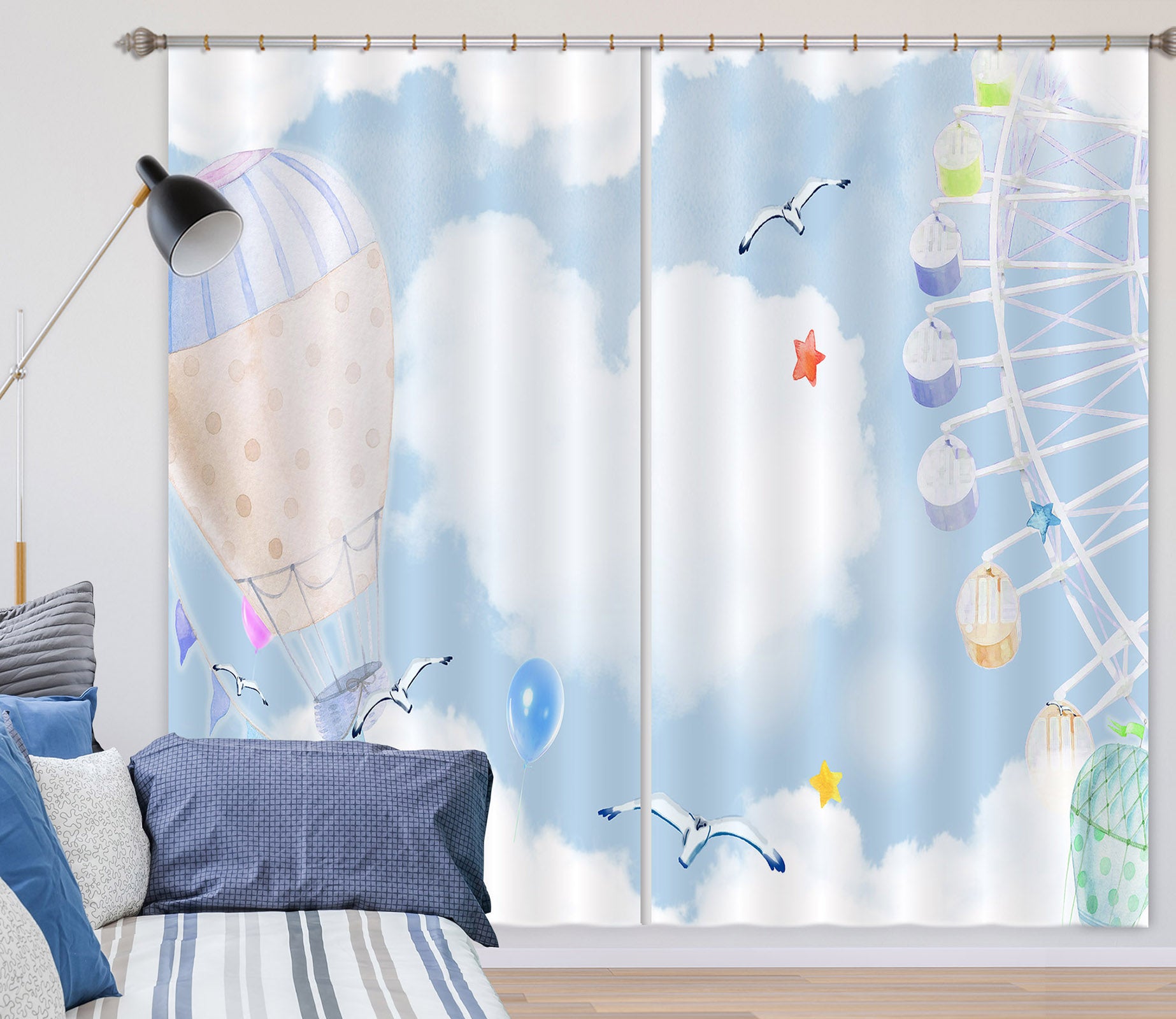 3D Color Ferris Wheel 746 Curtains Drapes