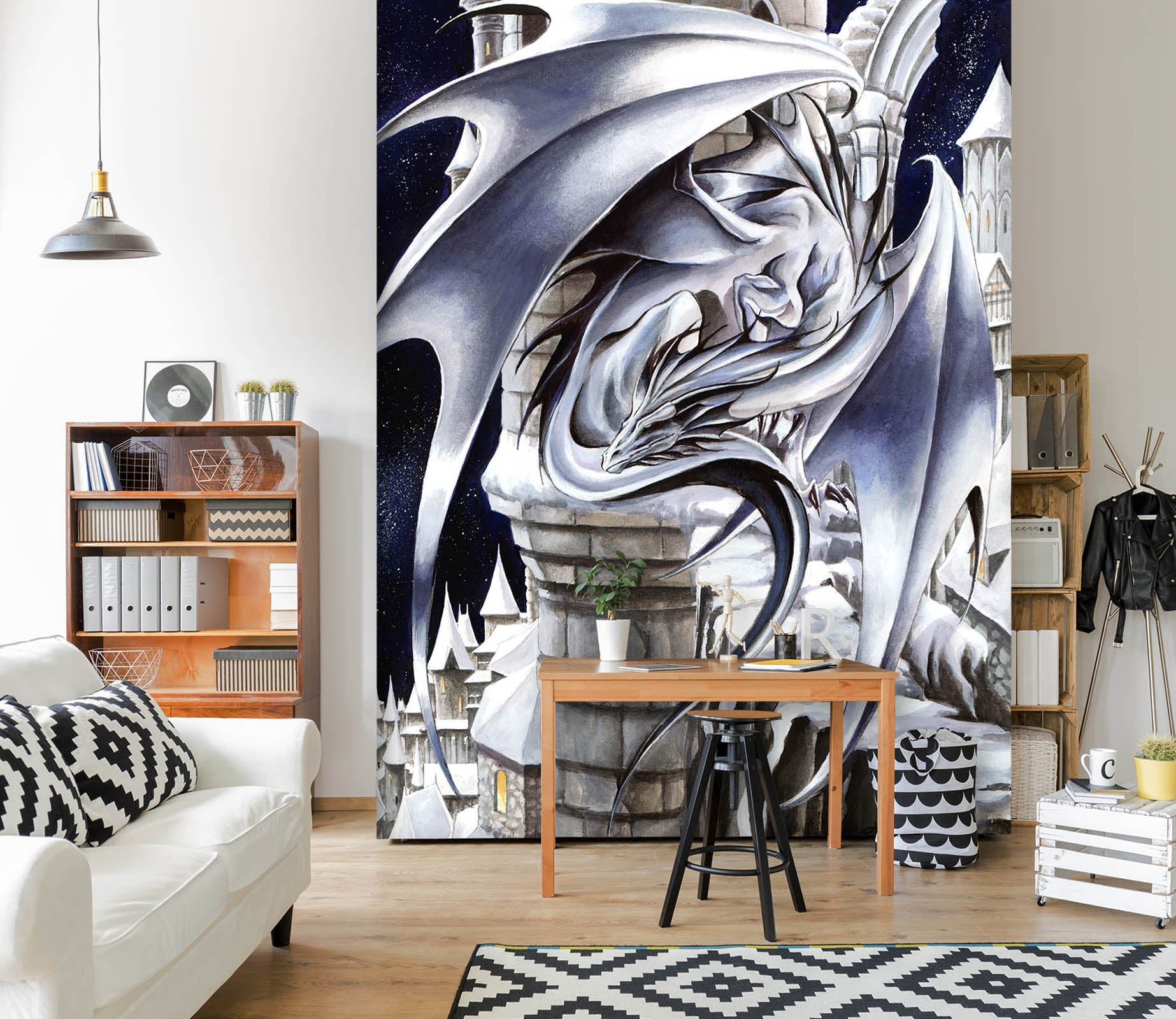 3D Gray Dragon 8151 Ruth Thompson Wall Mural Wall Murals